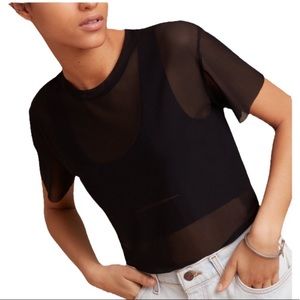 LIKE NEW WILFRED FREE PAMILA BLACK MESH TOP